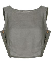 REISTOR - Dark Boxy Crop Hemp Top - Lyst