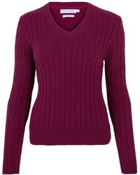 Paul James Knitwear - S Cotton Talulah Cable V Neck Jumper - Lyst