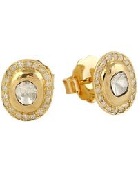Artisan - 18K Rose-Cut Diamond And Diamond Halo Stud Earrings - Lyst