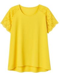 Conquista - Lace Detail Short-Sleeved Top - Lyst