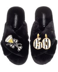 Laines London - Classic Laines Slippers With Stripe 60Th Birthday & Glass Of Champagne Brooches - Lyst