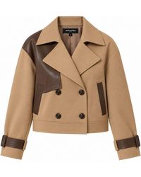 Smart and Joy - Short Double-Breasted Trench Coat With Contrasting Panels - Lyst