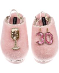 Laines London - Flatform Cloud Closed Toe Slippers With 30Th Birthday & Champagne Glass Brooches - Lyst