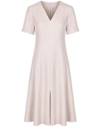 Oh!Zuza - Neutrals Echo Viscose Midi Dress Short Sleeve With Pockets - Lyst