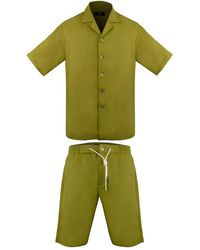 DAVID WEJ - Kingston Linen Blend Shirt And Short Set - Lyst
