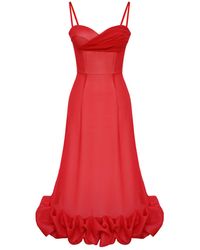 POST MERIDIEM - Draped Bodice Bottom Flounced Bustier Dress - Lyst