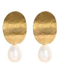 Silver Moon - Aurora Pearl Sterling And Brass Earrings - Lyst
