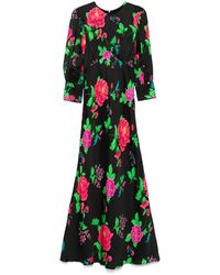 Nissa - Puff-Sleeves Viscose Midi Dress - Lyst