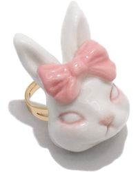 H2 Studio - Grumpy Bunny Pinky Bow Tie 14K Plated Brass Ring - Lyst