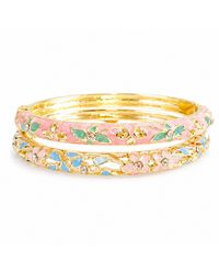 Nuvv Collection - Pastel Floral Enamel Bangle Bracelet Set - Lyst