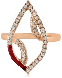 Artisan - Natural Diamond Enamel Cocktail Ring 14k Rose Gold - Lyst