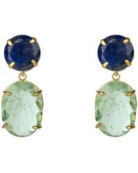 Bounkit - Vanessa Earrings Lapis Clip On - Lyst