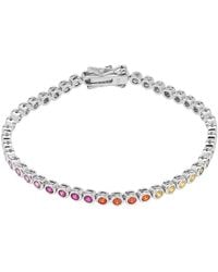 Spero London - Sterling Large Multicolour Bezel Tennis Bracelet - Lyst