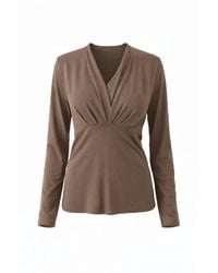 Conquista - Elegant Long-Sleeve V-Neck Top With Empire Waist - Lyst