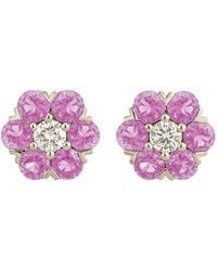 Juvetti - Cinq Sapphire & Diamond Flower Earrings - Lyst