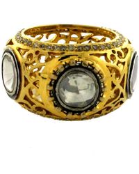 Artisan - Pave Diamond Band Ring 14k Yellow Gold 925 Sterling Silver Jewelry - Lyst