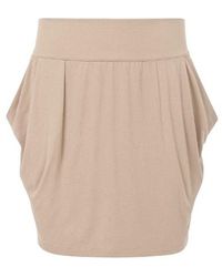 Conquista - Neutrals Stretch Jersey Tulip Mini Skirt With Side Pockets & Wide Waistband - Lyst