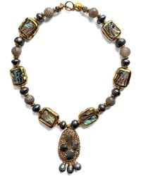 Edgar Navarro Jewelry - Edgar Navarro Labradorite Necklace Featuring Mother Of Pearl Beads & River Pearls - Lyst