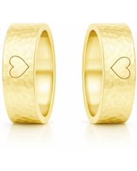 Unaloe - Plated Hammered Heart Engraved Couple Rings – Matching Promise Bands For Him & Her, Handmade His And Hers Love Rings - Lyst