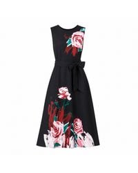 Yumi' - Abstract Floral Skater Midi Dress - Lyst
