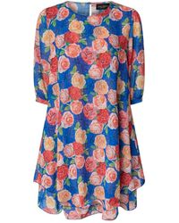 James Lakeland - Rose Print Wave Hem Dress Royal - Lyst