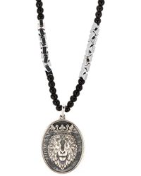 Ebru Jewelry - Sterling Silver Powerful Lion Pendant Black Necklace - Lyst