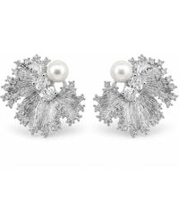 Angel Barocco - Freshwater Pearl Crystal Fan Stud Earrings - Lyst