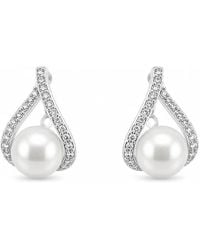 Angel Barocco - Freshwater Pearl Crystal Teardrop Stud Earrings - Lyst