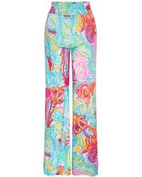 Beatrice von Tresckow - Pastel Paisley Wide Stretch Flare Trousers - Lyst