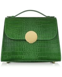Le Parmentier - Bombo Croco Embossed Leather Top-Handle Satchel Bag W/Strap - Lyst