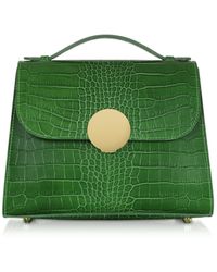 Le Parmentier - Bombo Croco Embossed Leather Top-Handle Satchel Bag W/Strap - Lyst