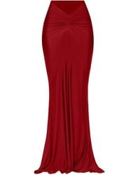 Moda Glam - Ruched Front Maxi Skirt- Burgundy - Lyst