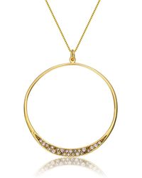 Genevive Jewelry - Genevive Sterling Plated With Cubic Zirconia Round Hollow Pendant Necklace - Lyst