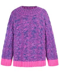 Cara & The Sky - Jennie Cable High Neck Balloon Sleeve Jumper - Lyst