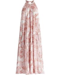 Paisie - Halterneck Maxi Dress In Pink & White - Lyst