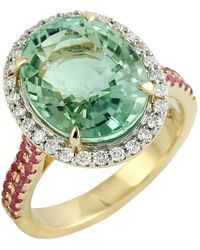 Artisan - Tourmaline, Sapphire & Diamond Halo Ring - Lyst