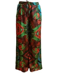 Janara Jones - Autumn Paisley Print Satin Wide Legged Oversized Trousers - Lyst