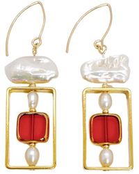 Aracheli Studio - Geometric Art Square X Pearls Earrings - Lyst