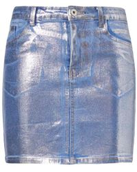 Amy Lynn - Soho Denim Metallic Mini Skirt - Lyst