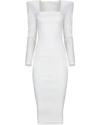 Vestiaire d'un Oiseau Libre - Padded Shoulders Midi Dress - Lyst