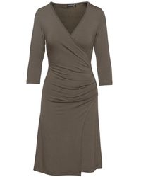 Conquista - Faux Wrap Dress In Sustainable Fabric Jersey In Khaki - Lyst