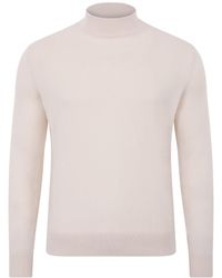 Paul James Knitwear - Neutrals Ultra Fine Cotton Mock Turtle Neck Spencer Jumper - Lyst