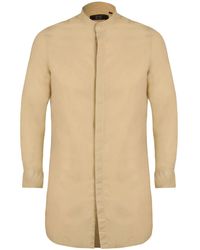DAVID WEJ - Neutrals Hugo Linen Mandarin Collar Tunic Shirt - Lyst