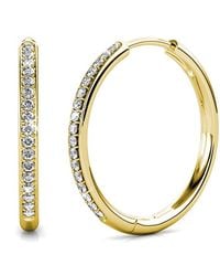Harfi - Round Hoop Plated Earrings With Certified Austrian Crystals - Lyst