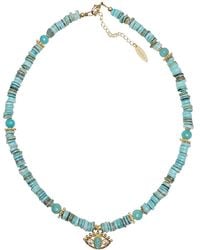 Farra - Shell With Turkish Evil Eye Pendant Necklace - Lyst