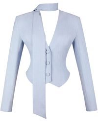 Miss Circle New York - Renley Sky Pinstripe Peplum Blazer - Lyst