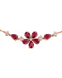 Juvetti - Florea Rose Gold Necklace Ruby, Pink Sapphire & Diamond - Lyst