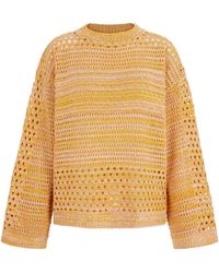 Cara & The Sky - Gala Recycled Cotton Mix Pointelle Wide Sleeve Jumper - Lyst