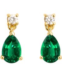 Juvetti - Pisa Emerald & Diamond Pear Drop Earrings - Lyst