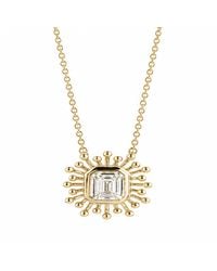 Artisan - 14K Emerald-Cut Diamond Sunburst Pendant Necklace - Lyst